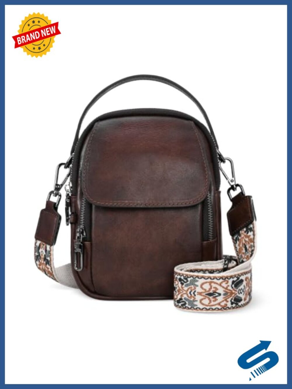 Genuine Leather Crossbody Bag Anti-Theft RFID Small Satchel